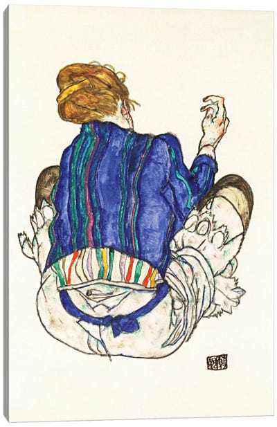 Seated Woman, Back View Canvas Art Print - Egon Schiele