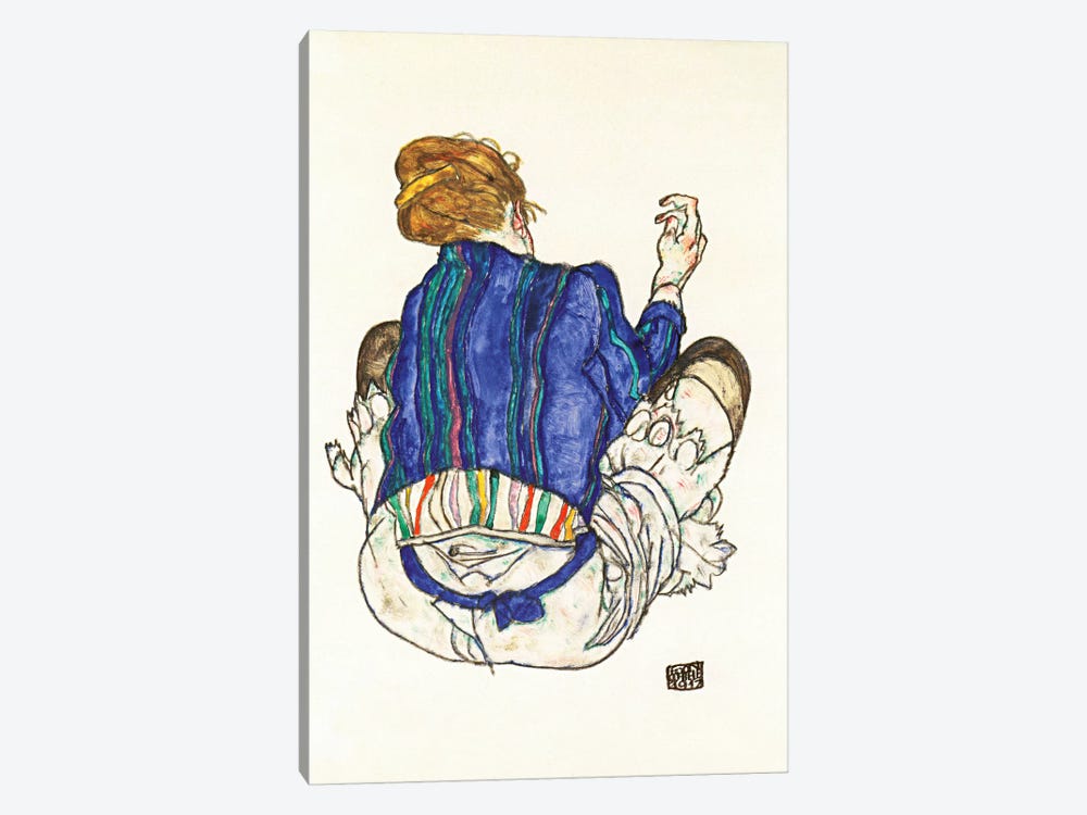 Seated Woman, Back View by Egon Schiele 1-piece Canvas Wall Art