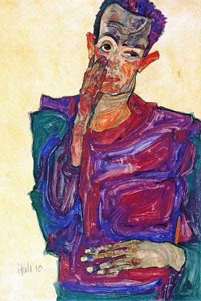 Expressionism: Self Portrait With Hand To Cheek by Egon Schiele