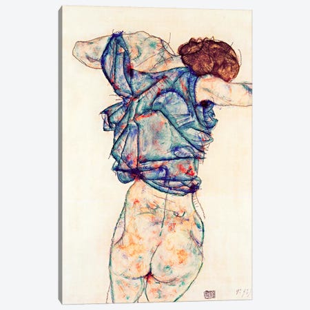 Woman Undressing Canvas Print #8133} by Egon Schiele Canvas Wall Art
