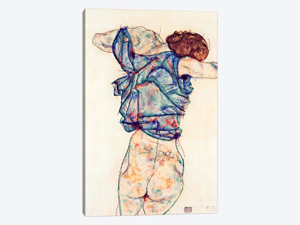 Woman Undressing by Egon Schiele 1-piece Canvas Artwork