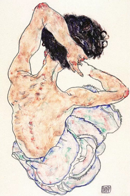 Sitting Back Act by Egon Schiele wall art