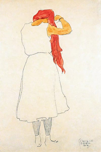 Expressionism: Standing When Combing by Egon Schiele