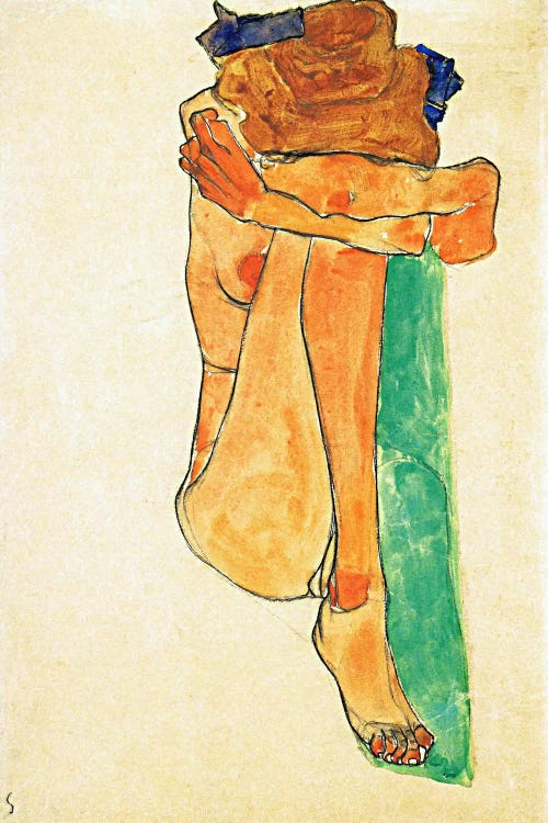 Female Nude with Green by Egon Schiele wall art