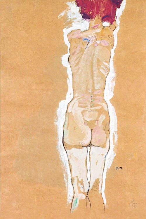 Nude Girl Standing from the Backside by Egon Schiele wall art