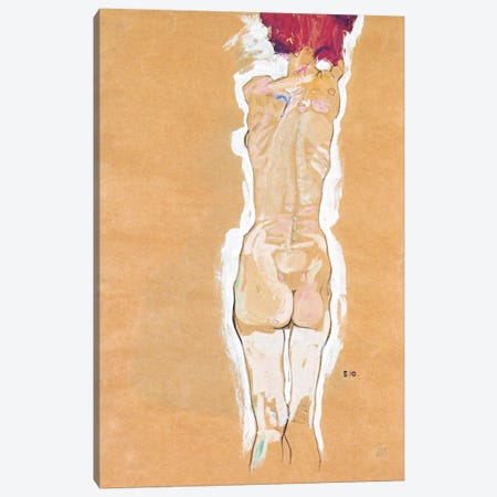 Nude Girl Standing from the Backside Canvas Print #8152} by Egon Schiele Canvas Wall Art