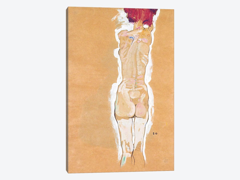 Nude Girl Standing from the Backside by Egon Schiele 1-piece Art Print