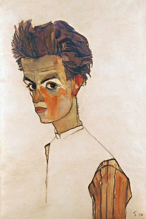 Self-Portrait with Striped Shirt by Egon Schiele wall art