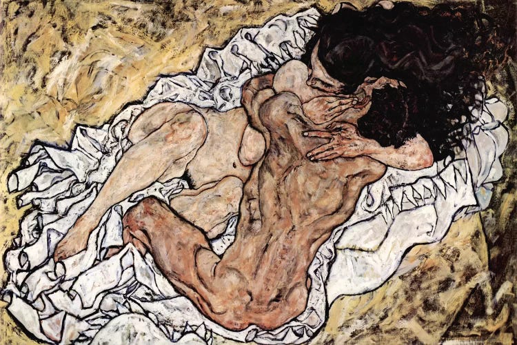 The Embrace (The Loving) by Egon Schiele wall art