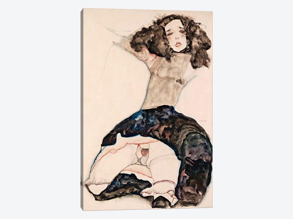 Black-Haired Girl with Lifted Skirt by Egon Schiele 1-piece Art Print