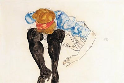 Blonde, Prevented Black Strupfen by Egon Schiele framed canvas print