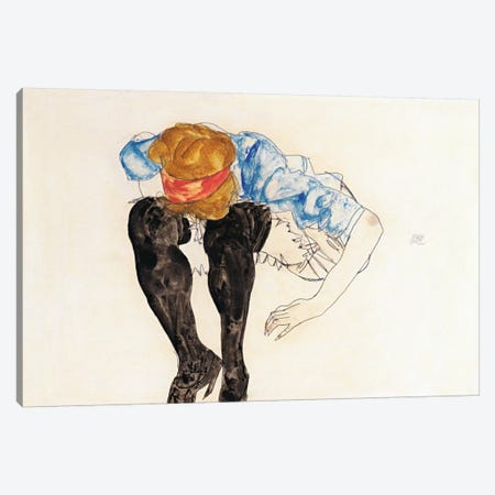Blonde, Prevented Black Strupfen Canvas Print #8193} by Egon Schiele Canvas Wall Art