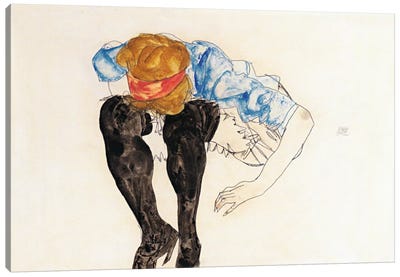 Blonde, Prevented Black Strupfen Canvas Art Print - Egon Schiele