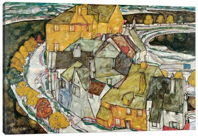 Crescent of Houses II (IslandTown) Canvas Art Print - Expressionism Art