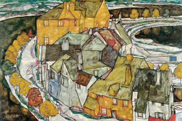 Expressionism: Crescent of Houses II (IslandTown) by Egon Schiele