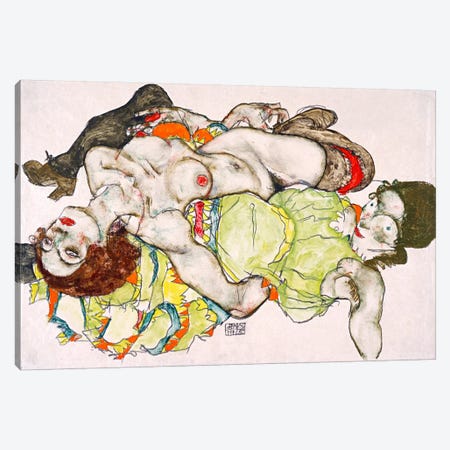 Female Lovers Canvas Print #8212} by Egon Schiele Canvas Print