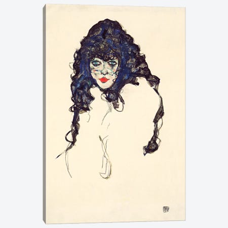 Woman with Long Hair Canvas Print #8214} by Egon Schiele Canvas Art
