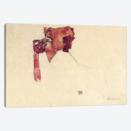 Gerti Schiele with Hair Bow Canvas Print #8218} by Egon Schiele Canvas Print