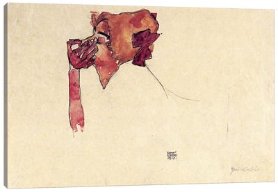 Gerti Schiele with Hair Bow Canvas Art Print - Egon Schiele