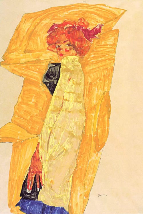 Gerti Schiele Against Ocher-Coloured Drapery