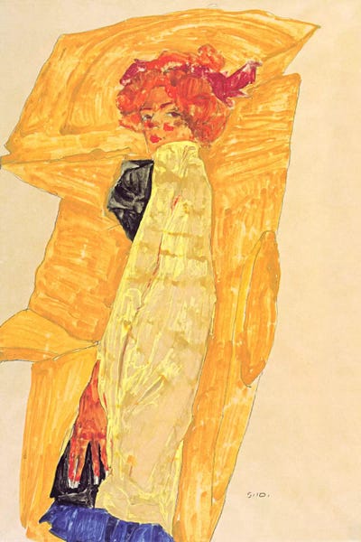 Expressionism: Gerti Schiele Against Ocher-Coloured Drapery by Egon Schiele