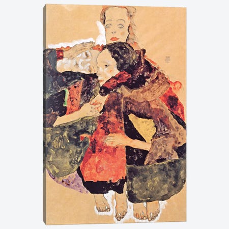 Group of Three Girls Canvas Print #8221} by Egon Schiele Canvas Artwork