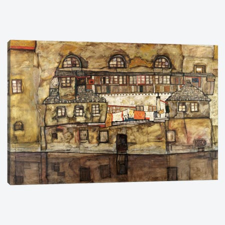 House Wall on The River Canvas Print #8228} by Egon Schiele Canvas Art
