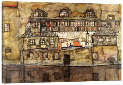 House Wall on The River Canvas Art Print - Egon Schiele