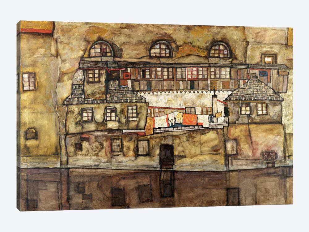 House Wall on The River by Egon Schiele 1-piece Canvas Wall Art
