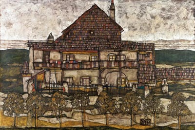 House with Shingle Roof (Old House) by Egon Schiele framed canvas print