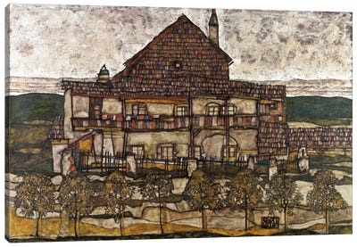 House with Shingle Roof (Old House) Canvas Art Print - Egon Schiele