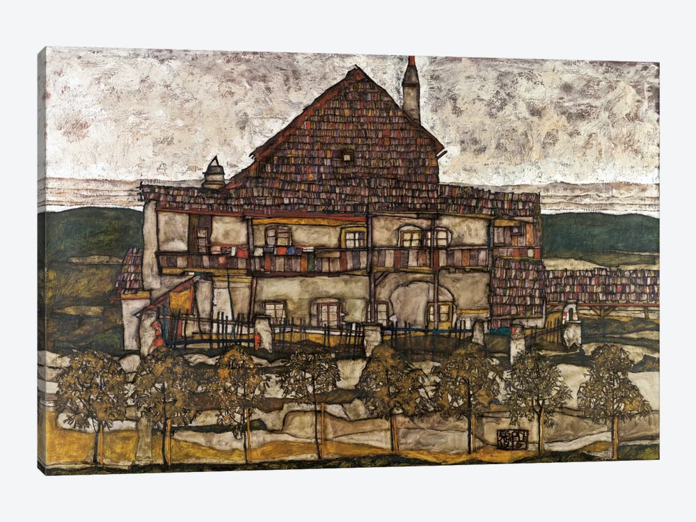House with Shingle Roof (Old House) by Egon Schiele 1-piece Canvas Print