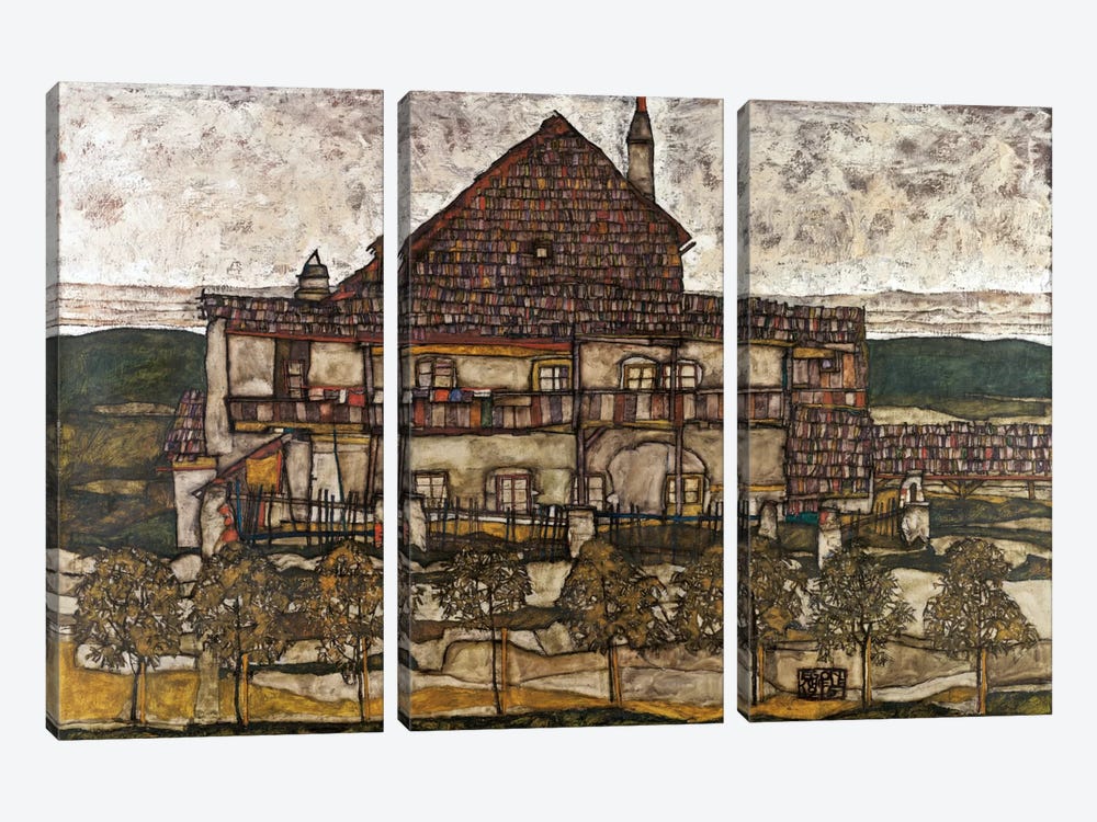 House with Shingle Roof (Old House) by Egon Schiele 3-piece Canvas Art Print