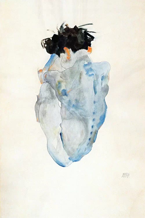 Crouching by Egon Schiele wall art