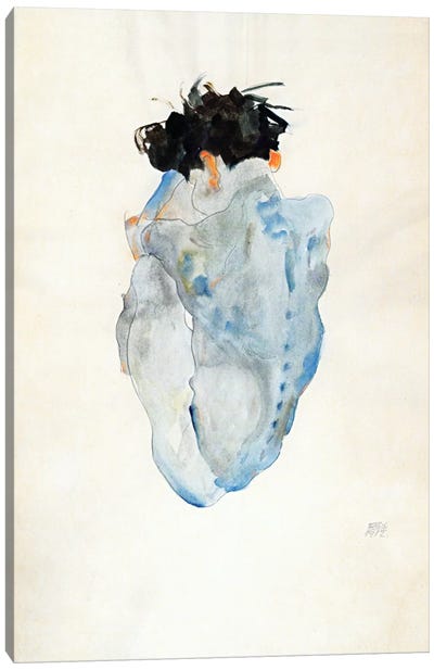 Crouching Canvas Art Print - Egon Schiele