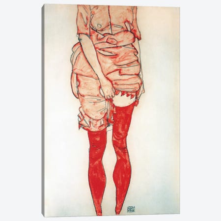 Standing Woman In Red Canvas Print #8235} by Egon Schiele Canvas Art