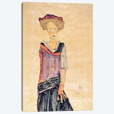 Standing Girl Canvas Print #8240} by Egon Schiele Canvas Wall Art