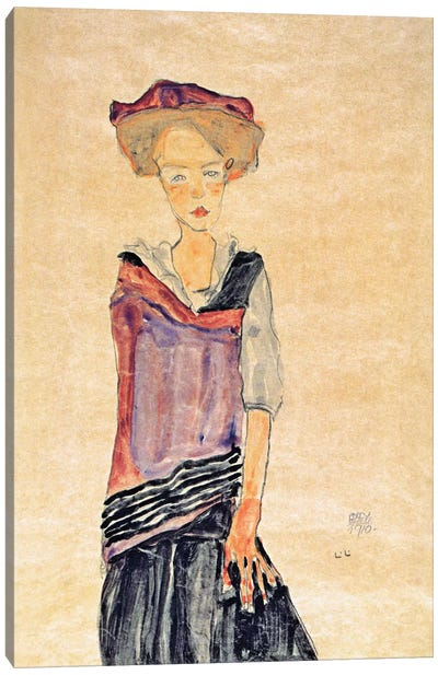 Standing Girl Canvas Art Print - Egon Schiele
