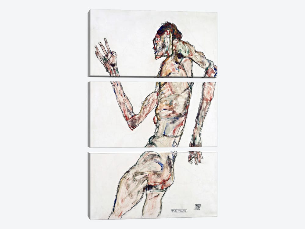 The Dancer by Egon Schiele 3-piece Canvas Wall Art