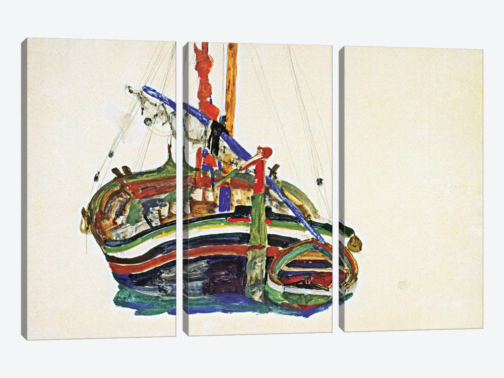 Trieste Fishing Boat by Egon Schiele 3-piece Canvas Art Print