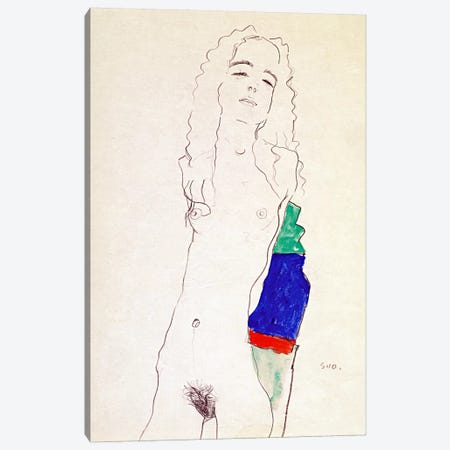 Standing Female Nude Canvas Print #8249} by Egon Schiele Canvas Artwork