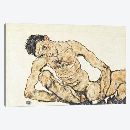 Nude Self-Portrait Canvas Print #8250} by Egon Schiele Canvas Print