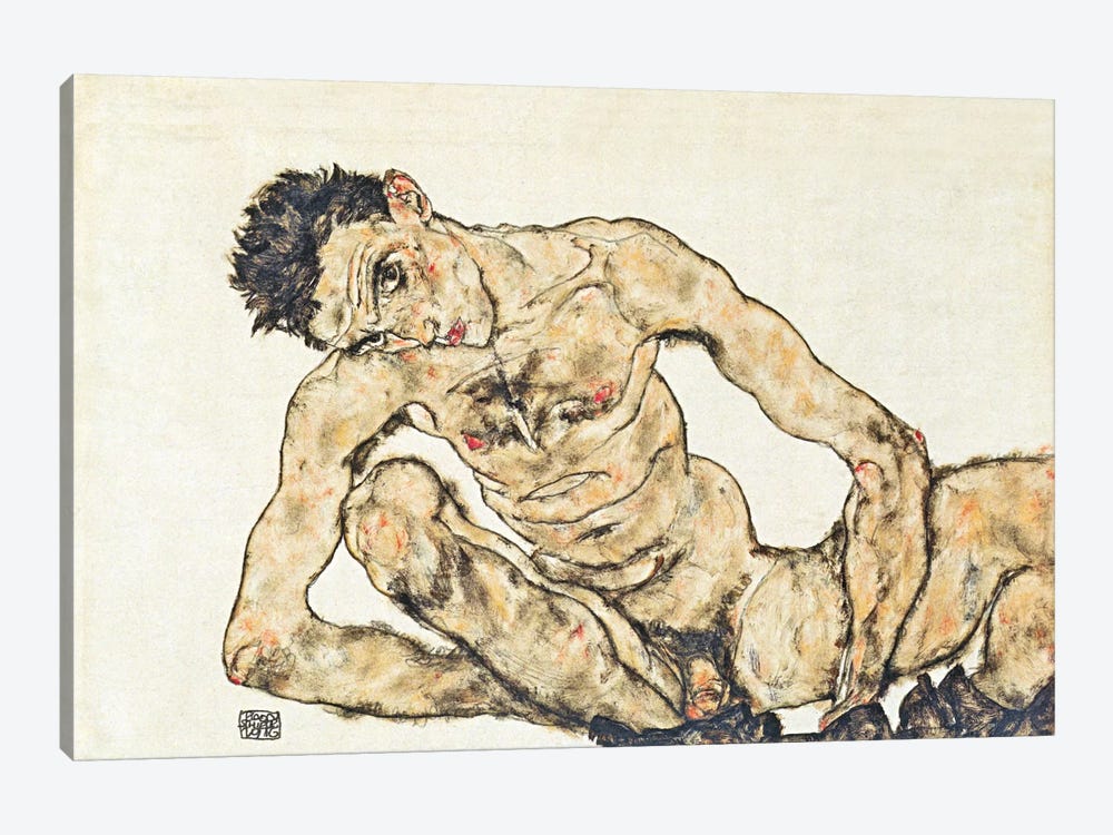 Nude Self-Portrait by Egon Schiele 1-piece Canvas Art Print