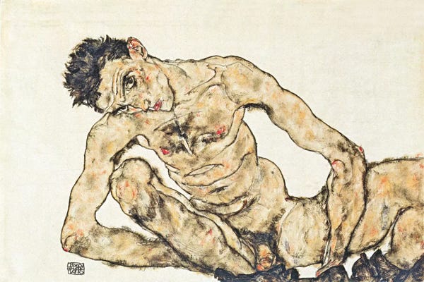 Egon Schiele: Nude Self-Portrait by Egon Schiele