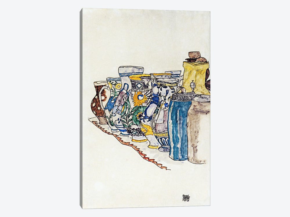 Bauer Painted Jugs by Egon Schiele 1-piece Canvas Art Print