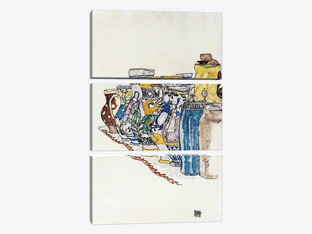 Bauer Painted Jugs by Egon Schiele 3-piece Art Print