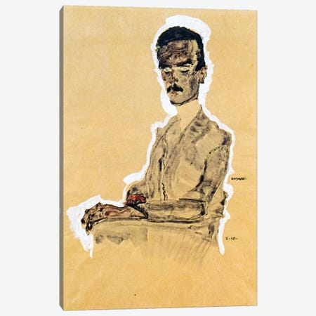 Portrait of Eduard Kosmack, Seated Canvas Print #8253} by Egon Schiele Canvas Art Print