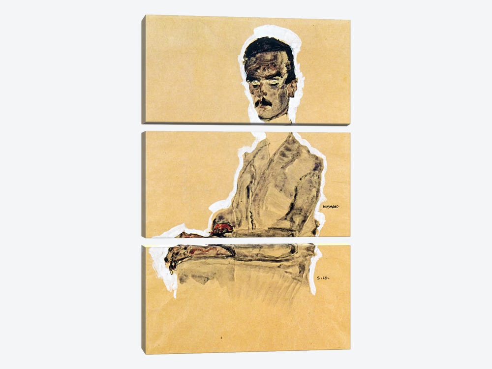 Portrait of Eduard Kosmack, Seated by Egon Schiele 3-piece Canvas Art