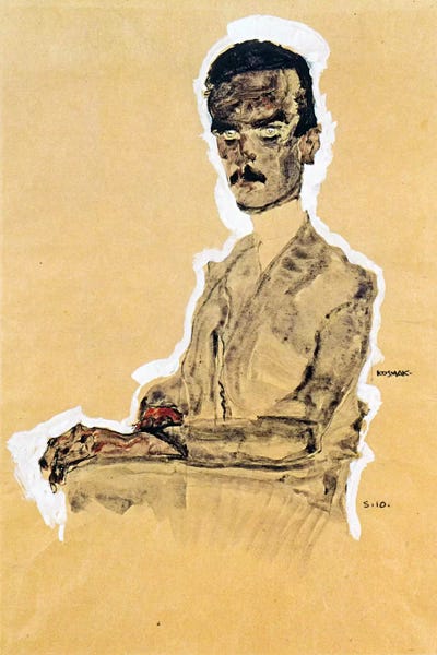 Expressionism: Portrait of Eduard Kosmack, Seated by Egon Schiele