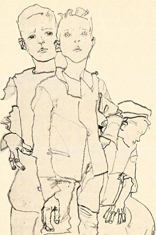 Three Street Urchins by Egon Schiele wall art